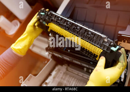 laser printer repair. Replacing the cartridge. Maintenance and cleaning. Fuser Repair Stock Photo