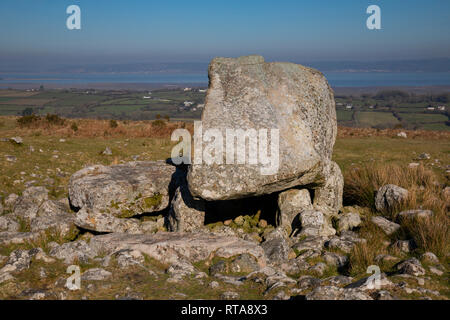 Maen Ceti dolmen (Arthur's Stone) on Cefn Bryn, Gower, Wales Stock Photo