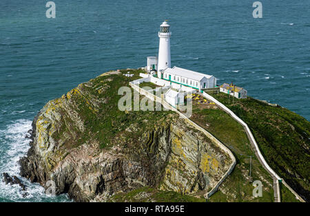 South Stack Lighthouse near Holyhead, Anglesey. This area is managed by the RSPB and is popular with visitors and tourists. Stock Photo