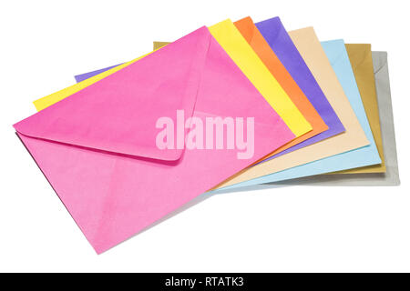 Colorful envelopes isolated on white background Stock Photo