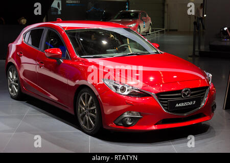 FRANKFURT, GERMANY - SEP 13, 2013: Mazda3 shown at the IAA 2013. Stock Photo