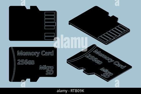 Card SD black fill without outline Stock Vector