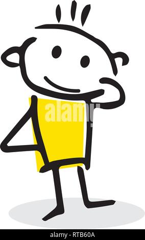 Creative vector drawing of thinking man stick figure. Stock Vector