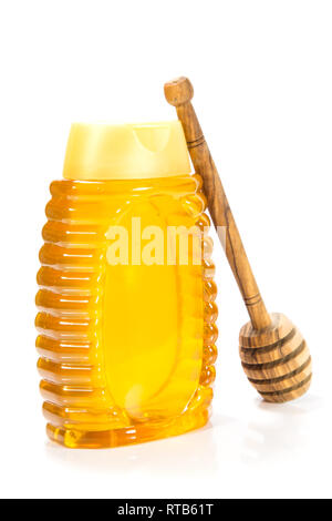 Honey bottle isolated on white background Stock Photo