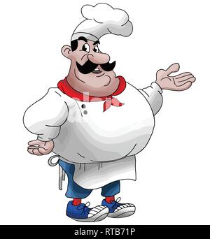 Cartoon Chef giving his favorite meal recipes vector illustration Stock Vector
