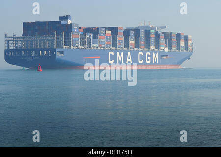 The Ultra Large Container Ship CMA CGM Benjamin Franklin Entering The ...