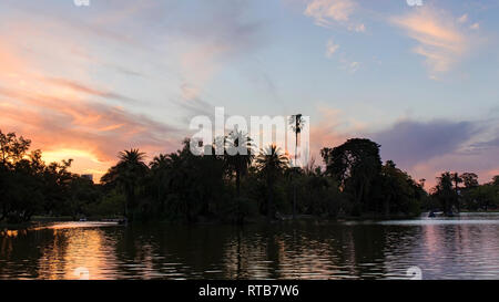 View over the Rosedal garden at twilight. Buenos Aires, Argentina. Stock Photo