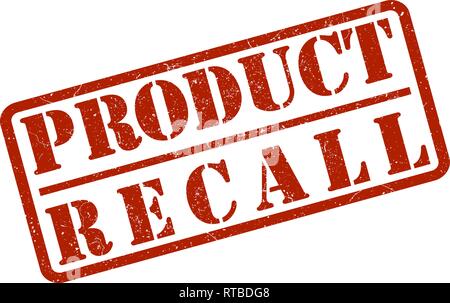 red product recall rubber stamp on white background Stock Vector