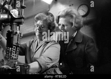 Mrs Margaret Thatcher 1979 General Election on the campaign trail. Factory visit in the West Midlands. 1970s UK HOMER SYKES Stock Photo