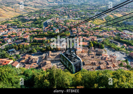 Cable car to the mountain station on Mount Titano in San Marino Stock Photo