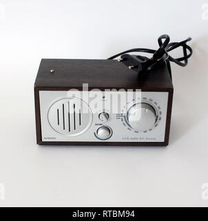 Photograph of a vintage transistor radio, original from the 80s. Isolated on white background Stock Photo