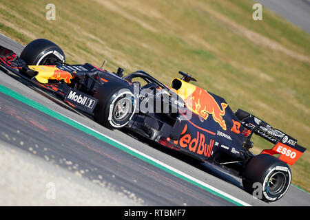 Pierre Gasly (Aston Martin Red Bull Racing) RD15 car, seen in action during the winter testing days at the Circuit de Catalunya in Montmelo (Catalonia). Stock Photo