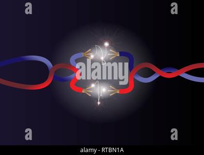 broken wires. the sparks between two white wires 10 eps Stock Vector