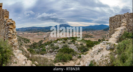 Gigapan of valley with almond trees in bloom Stock Photo