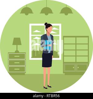 holding papers businesswoman faceless Stock Vector