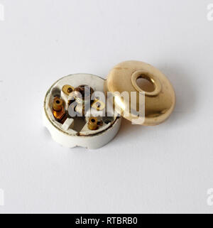 Vintage porcelain and brass switch Stock Photo