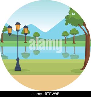 park landscape round icon Stock Vector