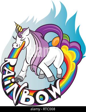 I believe in unicorns, horse with horn drink tea and lettering Stock Vector