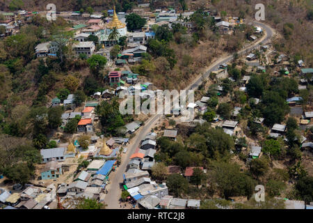 Road leading to Mount Popa, Myanmar Stock Photo