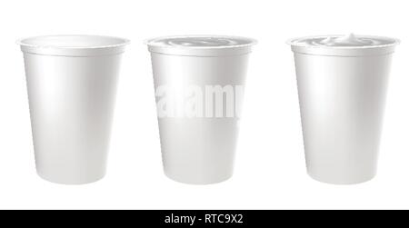 Download Realistic Plastic Packages For Yogurt Dairy Sour Cream Or Mayonnaise Empty And Full Plastic Cup Mockup Of Farm Product On White Background Design Stock Vector Image Art Alamy