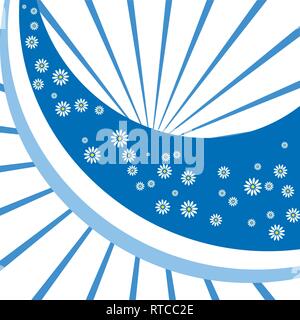 Blue background with camomiles. Vector illustration Stock Vector