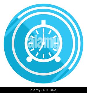 Alarm flat design blue web icon, easy to edit vector illustration for webdesign and mobile applications Stock Vector