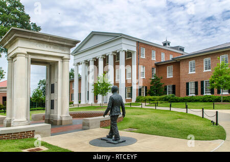 A monument of James Meredith stands behind The Lyceum on the University of Mississippi campus in Oxford, Mississippi. Stock Photo