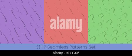 Symbols seamless patterns set. Alphabet symbols colorful vector illustration. Vector EPS8 Stock Vector