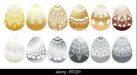 Set of different colored easter eggs. Vector illustration Stock Vector