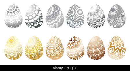 Set of different colored easter eggs. Vector illustration Stock Vector