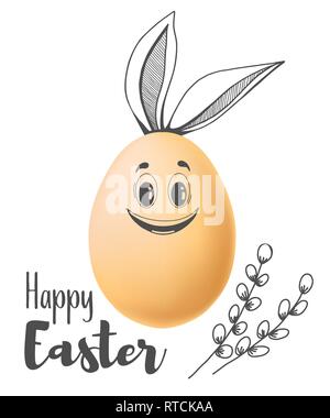 Realistic eggs with painted elements. Happy easter. Vector illustration Stock Vector
