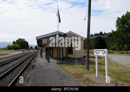 Reefton Station on the West Coast of South island New Zealand. passenger trains havent stopped here since 1967. Freight trains still use the line. Stock Photo