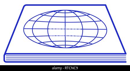 Illustration of the book and contour globe on cover Stock Vector