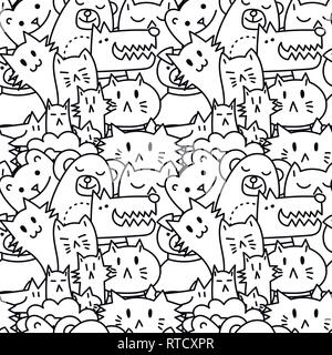 Vector seamless pattern with cats and dogs Stock Vector Image & Art - Alamy