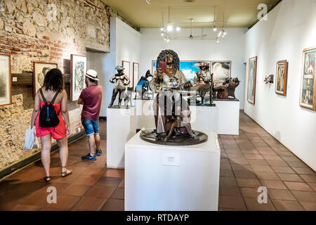 Cartagena Colombia,Museo de Arte Moderno,modern art artwork museum gallery galleries,exhibit,inside interior,paintings,sculpture,adult adults man men Stock Photo