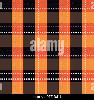 Tartan orange plaid pattern. Seamless background in warm autumn color. eps10 Stock Vector