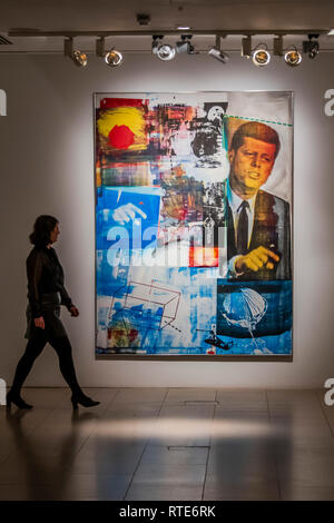 Christie's King Street, London, UK. 1st Mar 2019. Robert Rauschenberg, Buffalo II, 1964 est in the region of $50m - Christie's presents an exhibition of works from its upcoming Post-War and Contemporary Art Auction which will take place on 6 March at Christie's King Street. Credit: Guy Bell/Alamy Live News Stock Photo