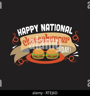 Burger Quote. Happy national cheeseburger day Stock Vector