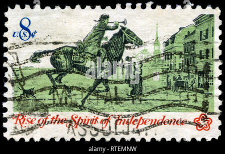 Postage stamp from United States of America (USA) in the American Bicentennial: Rise of the Spirit of Independence series issued in 1973 Stock Photo