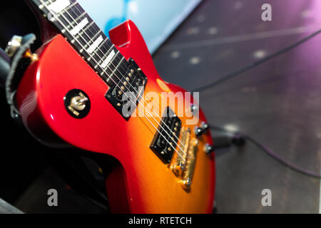 Guitar close-up at the disco club Stock Photo