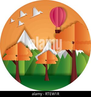 paper origami landscape Stock Vector
