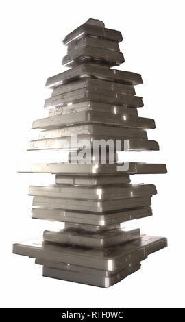 Design of architecture metal pyramidal structure similar to spaceship exterior. abstract modern architecture 3d illustration isolated on white Stock Photo