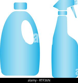 Household chemical bottles sign. Vector Icon. Household chemicals blank plastic bottles with handle and bent tip realistic vector isolated on white Stock Vector