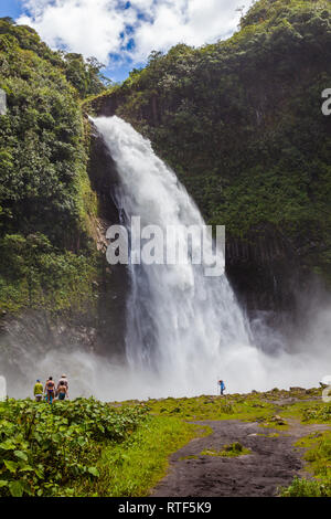 Cascada Río Malo, powerful and huge waterfall of white water in El Chaco, Napo province Stock Photo