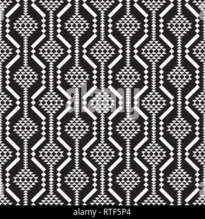 Seamless Black and White Triangles Mosaic Patterns, Abstract Geometric Triangle Background. Stock Vector