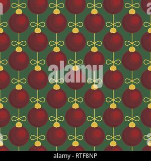 Merry Christmas tree toy ball seamless pattern Stock Vector