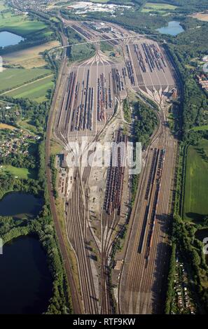Aerial view, track system, marshalling yard Maschen, Lower Saxony, Germany Stock Photo