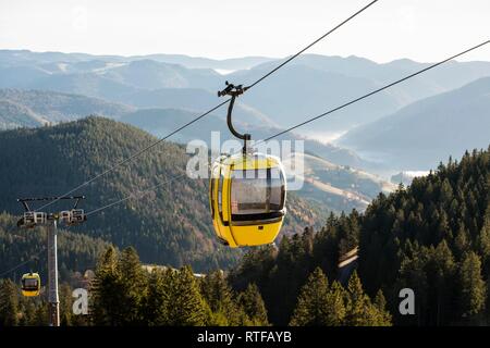 Cabins of the cable car to Belchen Mountain, Black Forest, Baden-Württemberg, Germany Stock Photo