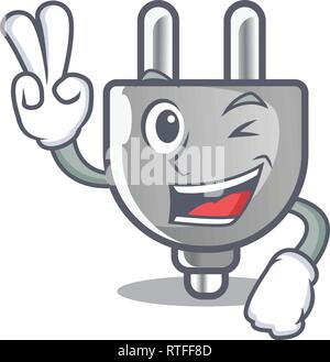 Two finger power plug in the character shape Stock Vector