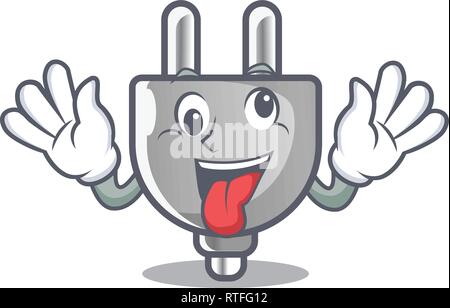 Crazy miniature electric plug the shape cartoon Stock Vector